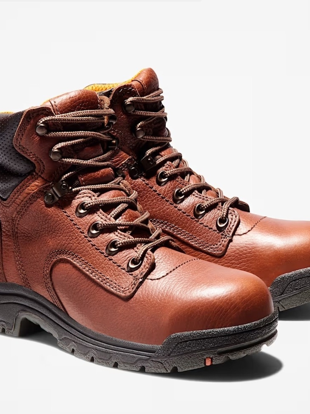 Men's Brown Leather Timberland Steal Toe Work Boots - Rugged Comfort